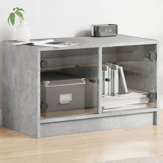 TV-Schrank mit Glastüren Betongrau 68x37x42 cm