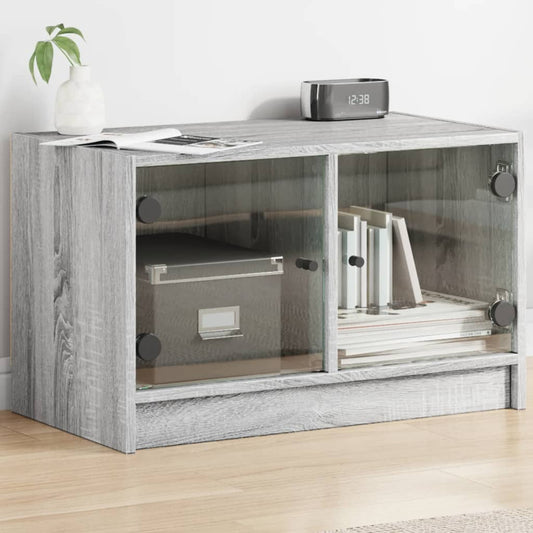 TV-Schrank mit Glastüren Grau Sonoma 68x37x42 cm