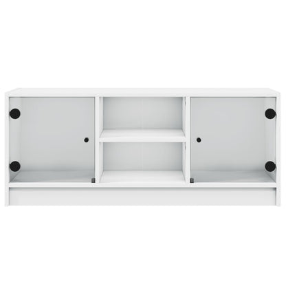 TV-Schrank mit Glastüren Weiß 102x37x42 cm