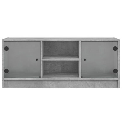 TV-Schrank mit Glastüren Betongrau 102x37x42 cm