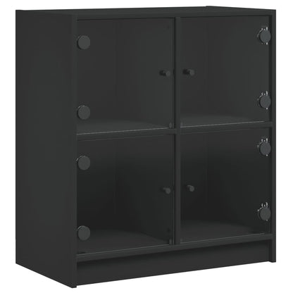 Beistellschrank mit Glastüren Schwarz 68x37x75,5 cm
