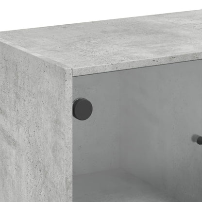 Beistellschrank mit Glastüren Betongrau 68x37x75,5 cm