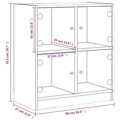 Beistellschrank mit Glastüren Betongrau 68x37x75,5 cm
