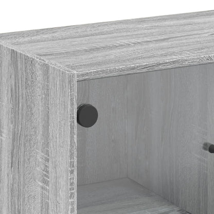 Beistellschrank mit Glastüren Grau Sonoma 68x37x75,5 cm