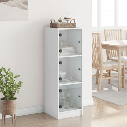 Highboard mit Glastüren Weiß 35x37x109 cm