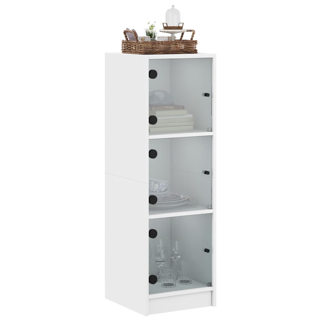 Highboard mit Glastüren Weiß 35x37x109 cm