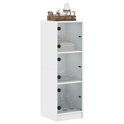 Highboard mit Glastüren Weiß 35x37x109 cm