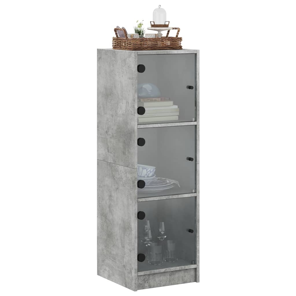 Highboard mit Glastüren Betongrau 35x37x109 cm