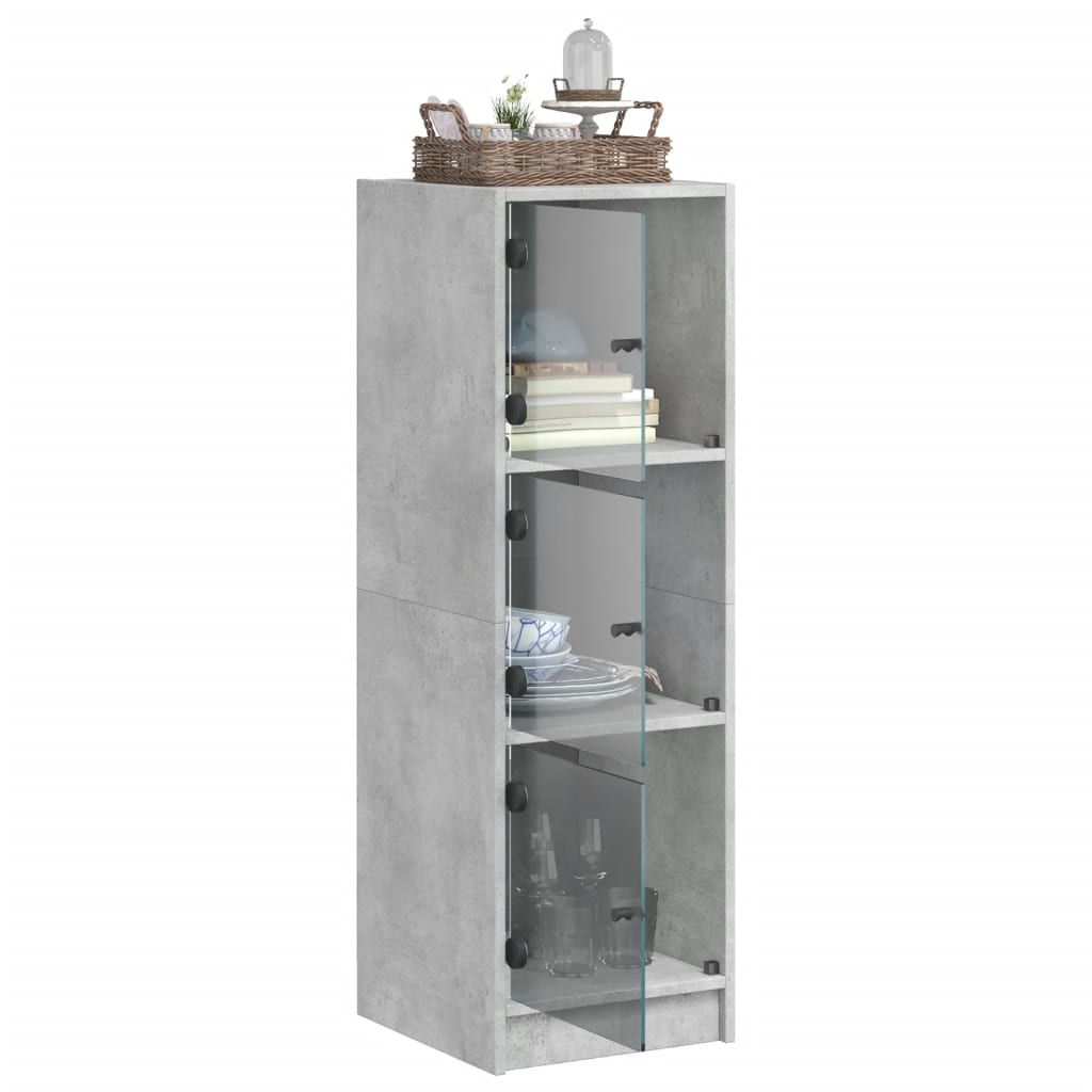 Highboard mit Glastüren Betongrau 35x37x109 cm