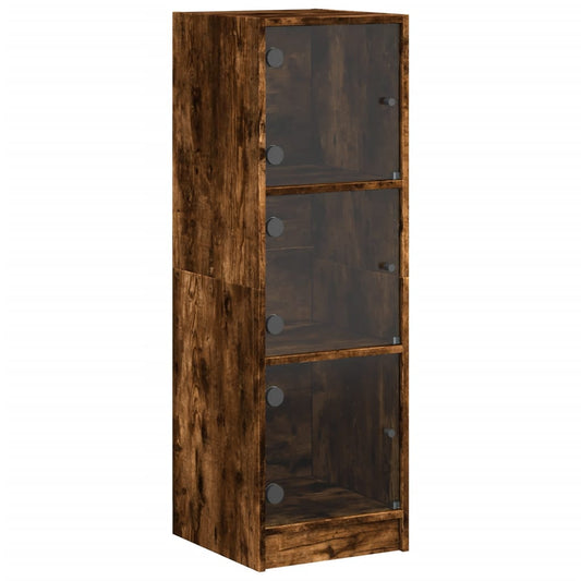 Highboard mit Glastüren Räuchereiche 35x37x109 cm