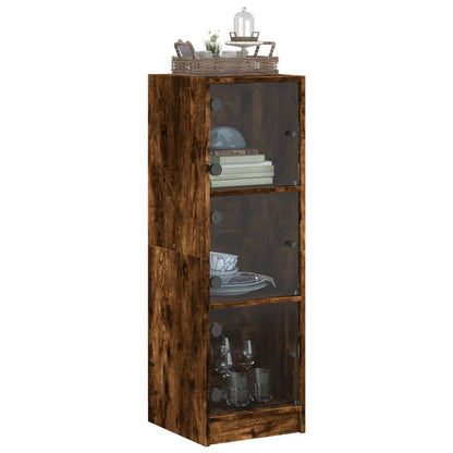Highboard mit Glastüren Räuchereiche 35x37x109 cm