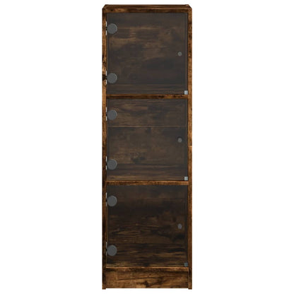 Highboard mit Glastüren Räuchereiche 35x37x109 cm