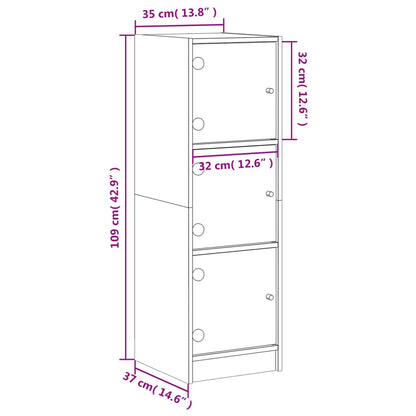 Highboard mit Glastüren Räuchereiche 35x37x109 cm