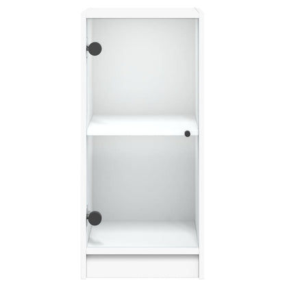 Beistellschrank mit Glastüren Weiß 35x37x75,5 cm