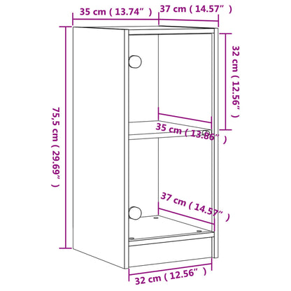 Beistellschrank mit Glastüren Grau Sonoma 35x37x75,5 cm