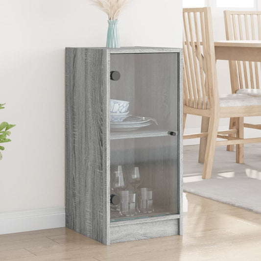 Beistellschrank mit Glastüren Grau Sonoma 35x37x75,5 cm
