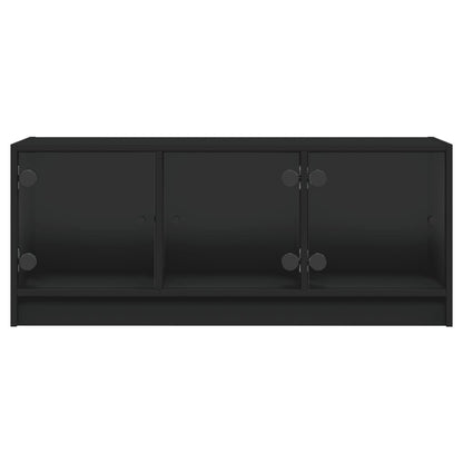 TV-Schrank mit Glastüren Schwarz 102x37x42 cm