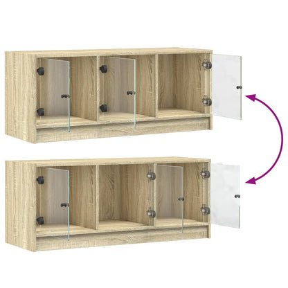 TV-Schrank mit Glastüren Sonoma-Eiche 102x37x42 cm