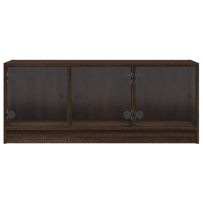 TV-Schrank mit Glastüren Braun Eichen-Optik 102x37x42 cm
