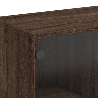 Beistellschrank mit Glastüren Braun Eichen-Optik 68x37x75,5 cm