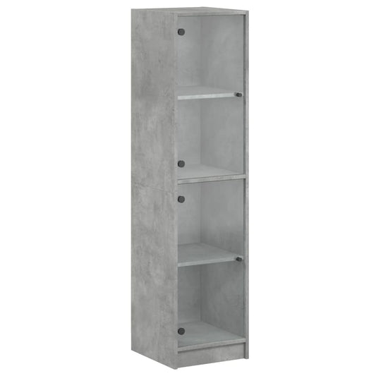 Highboard mit Glastüren Betongrau 35x37x142 cm