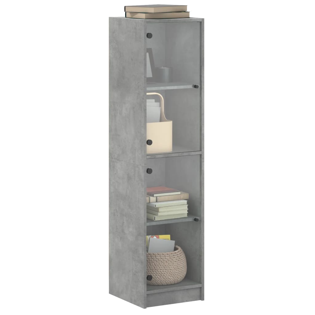 Highboard mit Glastüren Betongrau 35x37x142 cm