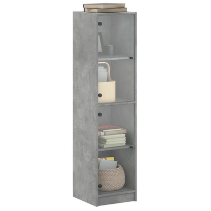 Highboard mit Glastüren Betongrau 35x37x142 cm