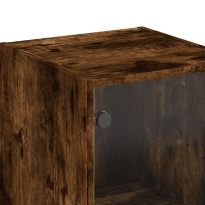 Highboard mit Glastüren Räuchereiche 35x37x142 cm