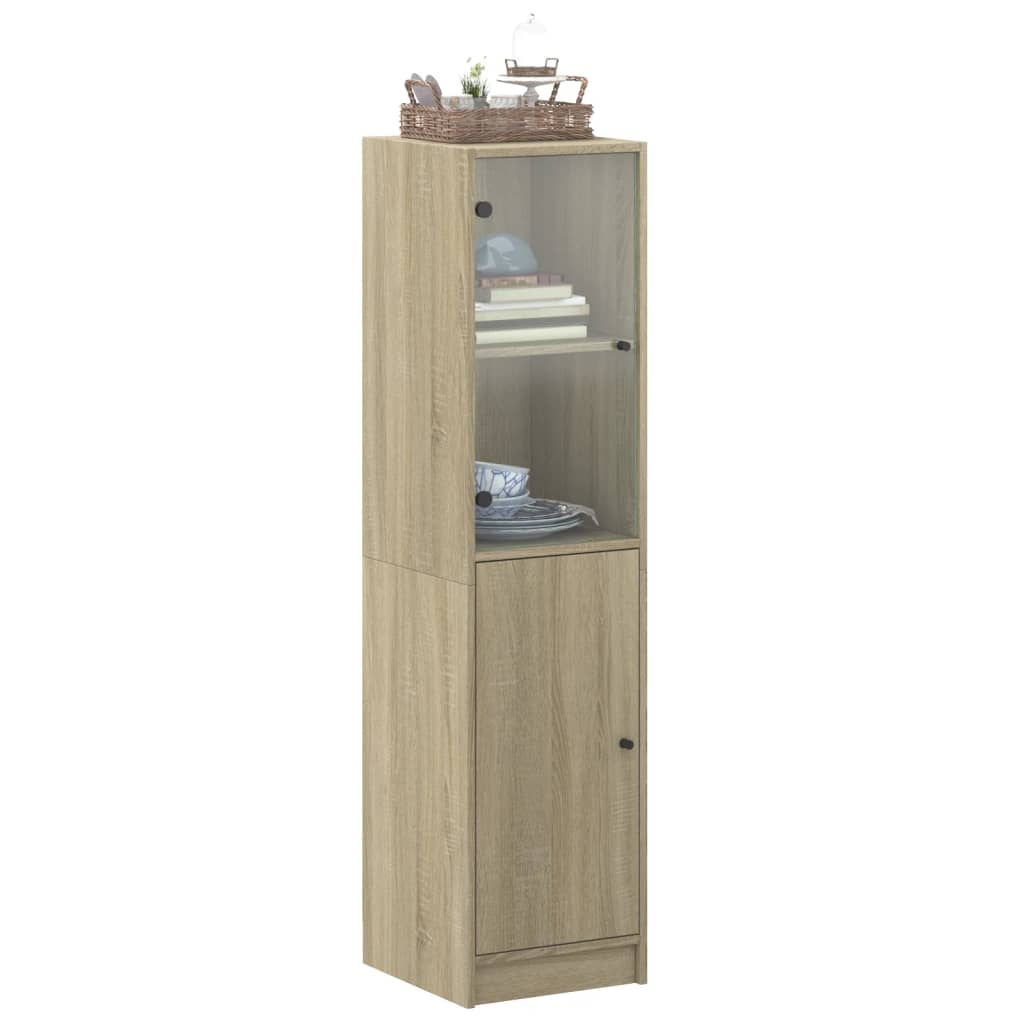 Highboard mit Glastür Sonoma-Eiche 35x37x142 cm