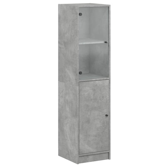 Highboard mit Glastür Betongrau 35x37x142 cm