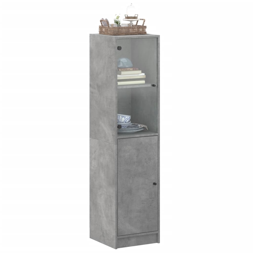 Highboard mit Glastür Betongrau 35x37x142 cm