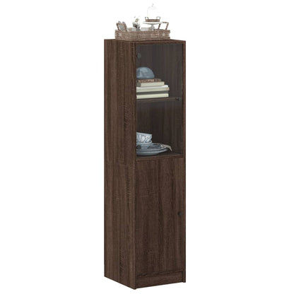 Highboard mit Glastür Braun Eichen-Optik 35x37x142 cm