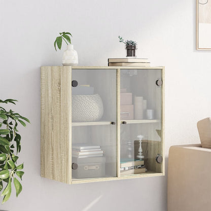 Wandschrank mit Glastüren Sonoma-Eiche 68x37x68,5 cm