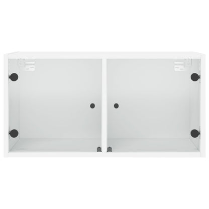 Wandschrank mit Glastüren Weiß 68,5x37x35 cm