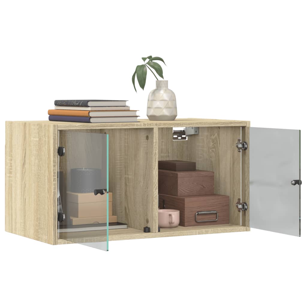 Wandschrank mit Glastüren Sonoma-Eiche 68,5x37x35 cm