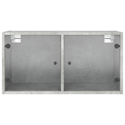 Wandschrank mit Glastüren Betongrau 68,5x37x35 cm