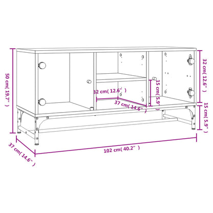 TV-Schrank mit Glastüren Weiß 102x37x50 cm