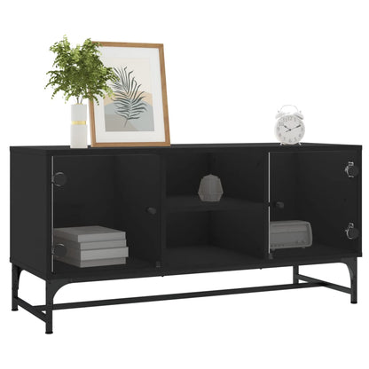 TV-Schrank mit Glastüren Schwarz 102x37x50 cm