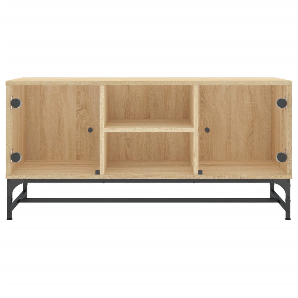 TV-Schrank mit Glastüren Sonoma-Eiche 102x37x50 cm