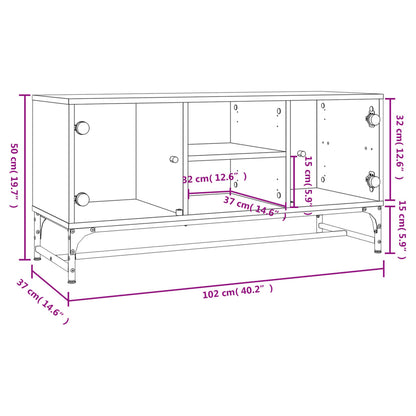 TV-Schrank mit Glastüren Grau Sonoma 102x37x50 cm