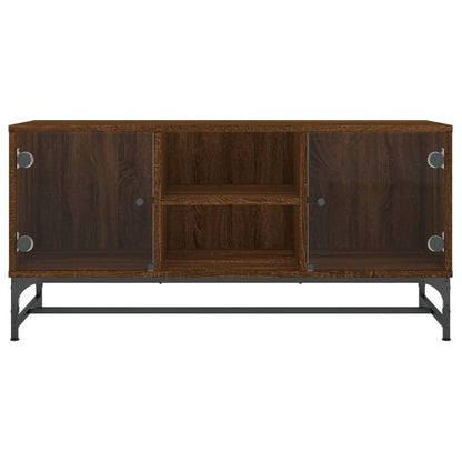 TV-Schrank mit Glastüren Braun Eichen-Optik 102x37x50 cm