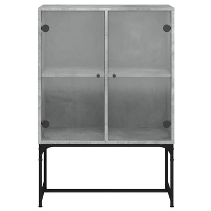 Beistellschrank mit Glastüren Betongrau 69x37x100 cm