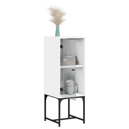 Beistellschrank mit Glastür Weiß 35x37x100 cm