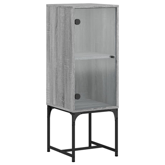 Beistellschrank mit Glastür Grau Sonoma 35x37x100 cm