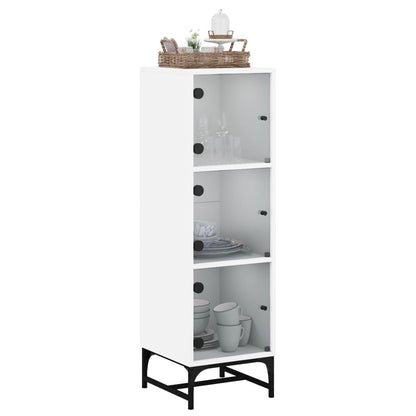 Highboard mit Glastüren Weiß 35x37x120 cm