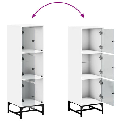Highboard mit Glastüren Weiß 35x37x120 cm