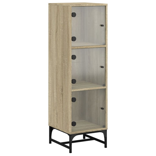 Highboard mit Glastüren Sonoma-Eiche 35x37x120 cm