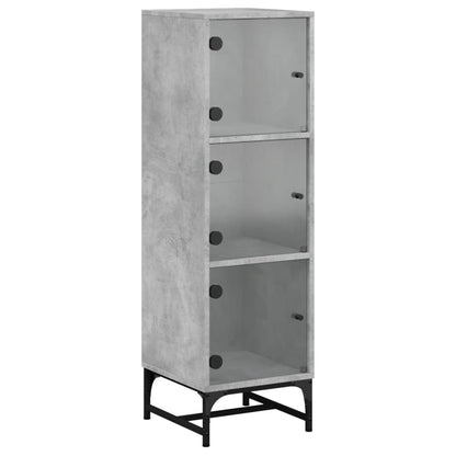 Highboard mit Glastüren Betongrau 35x37x120 cm