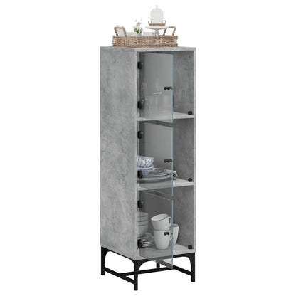 Highboard mit Glastüren Betongrau 35x37x120 cm