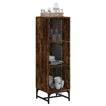 Highboard mit Glastüren Räuchereiche 35x37x120 cm